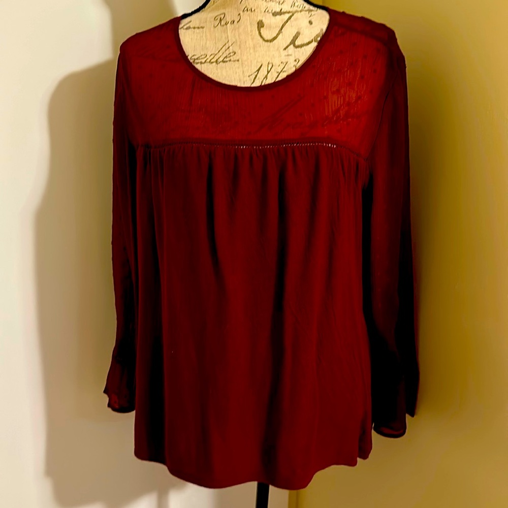 Old Navy Maroon Boho Blouse Large